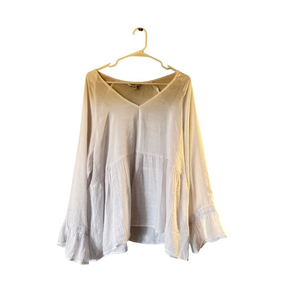 Counterparts White Boho Peasant Blouse Women’s XL Bell Sleeve Tunic Top - Picture 1 of 7